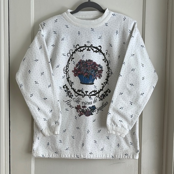 Vintage Tops - Vintage 90s Made in USA Cotton White Denim Pullover Sweatshirt